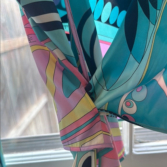 Colorful Emilio Pucci 3/4 sleeve Wrap Top